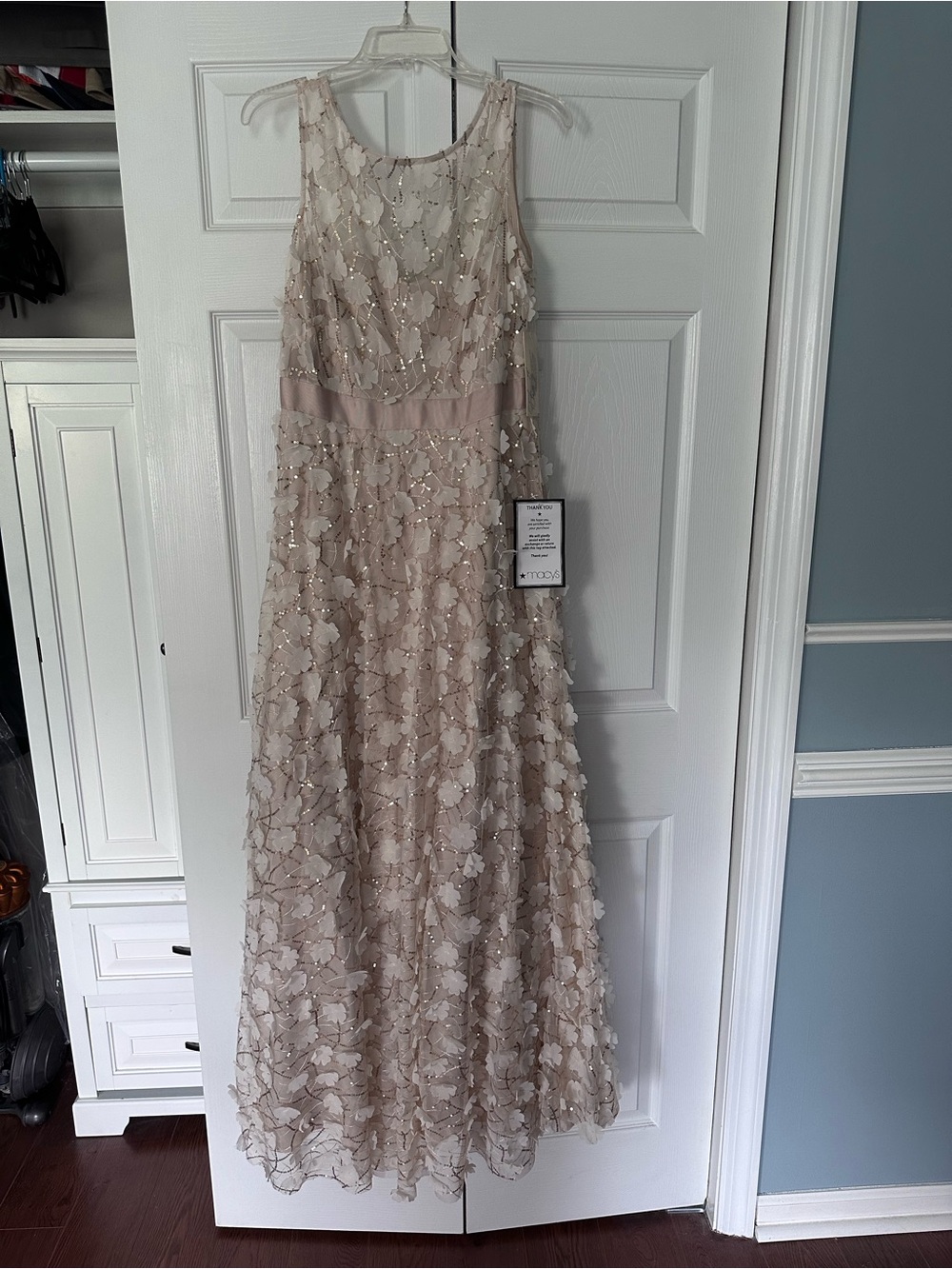 NWT Eliza J Floral Appliqué Evening Gown